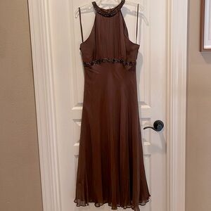 Silk brown tea lenght dress